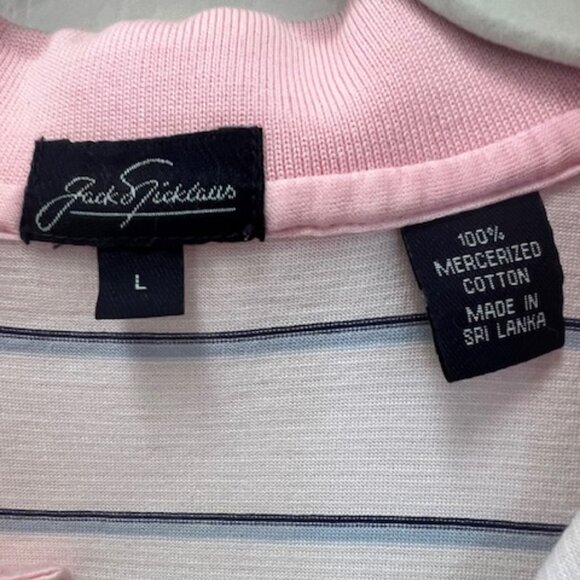 Jack Nicklaus x Congressional Country Club Polo Men’s L Pink Blue Stripes - Picture 4 of 4